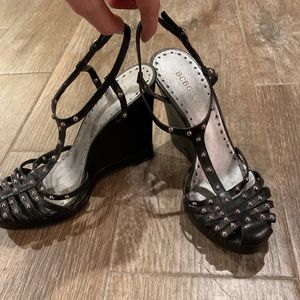 Black studded wedges
